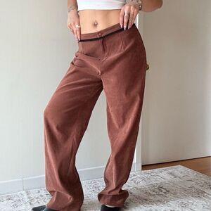 90s faux suede soft baggy downtown girl straight leg  tomboy trousers pants